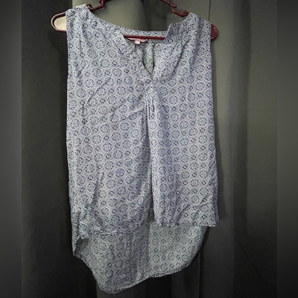 Elegant Blue Patterned Women's Blouse